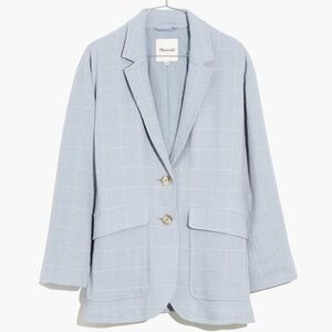 Madewell Cotton-Linen Relaxed Larsen Blazer in Windowpane